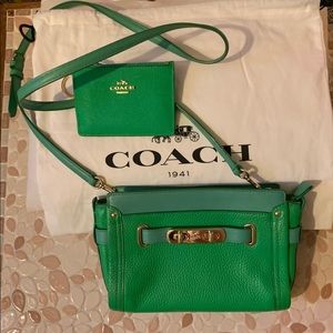 Coach pebbled leather swagger wristlet crossbody